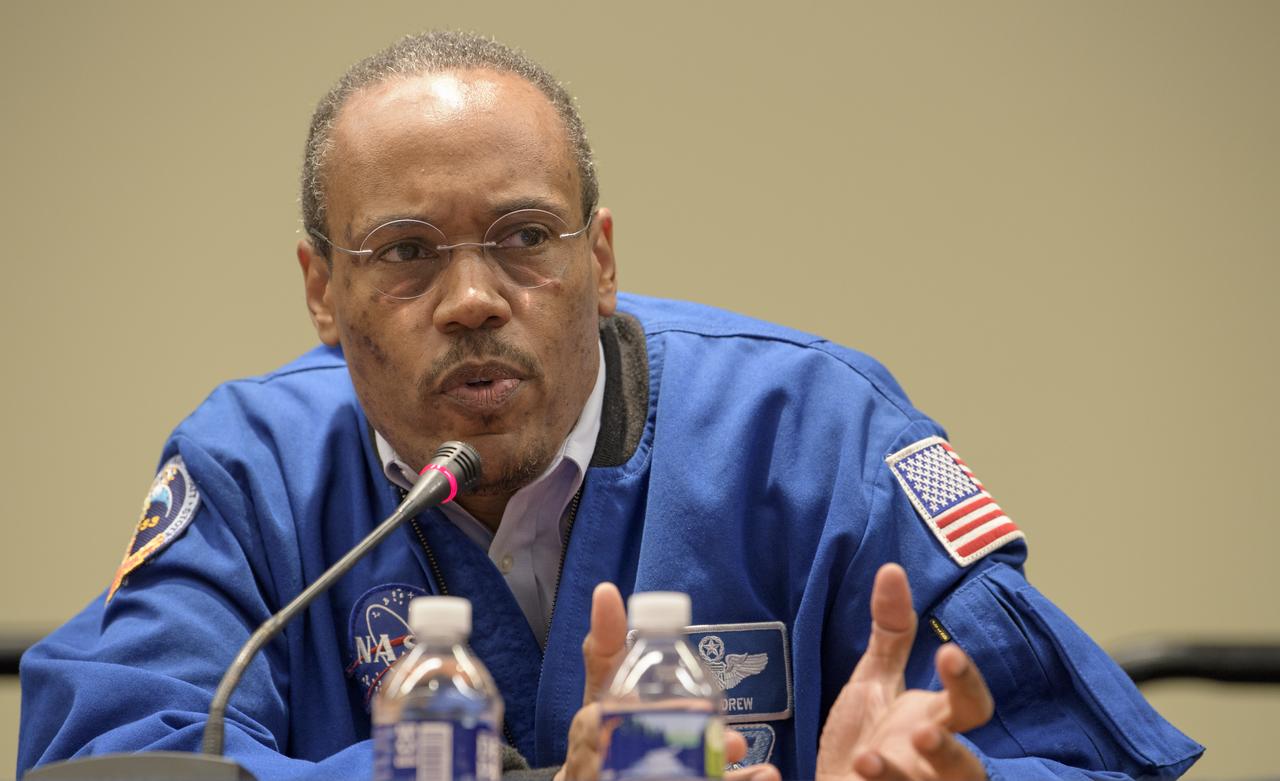 NASA astronaut Alvin Drew talks about his time in space at a STEM day session with students during the 70th International Astronautical Congress, Thursday, Oct. 24, 2019, in Washington. Photo Credit: (NASA/Bill Ingalls)