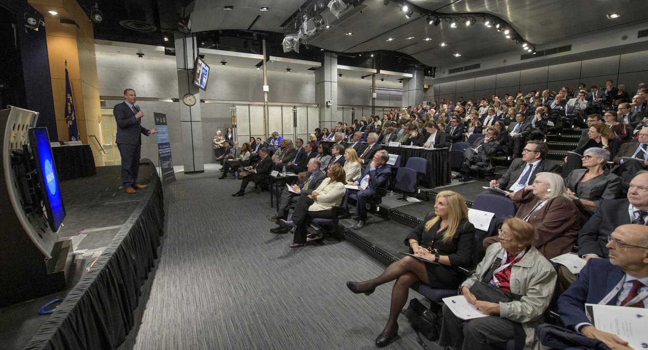 NASA Administrator Jim Bridenstine gives remarks during the International Institute of Space Law (IISL), Manfred Lachs Space Law Moot Court Competition finals, Thursday, Oct. 24, 2019 at NASA Headquarters in Washington. Photo Credit: (NASA/Bill Ingalls)