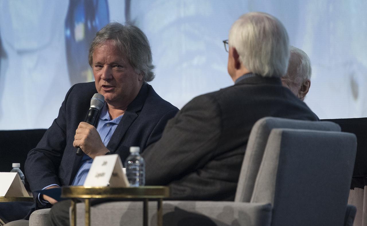 Rick Armstrong, son of Apollo 11 astronaut Neil Armstrong answers a question during at panel discussion at the International Astronautical Federation World Space Award highlight lecture at the 70th International Astronautical Congress, Thursday, Oct. 24, 2019, at the Walter E. Washington Convention Center in Washington. The 2019 World Space Award was presented to the crew of Apollo 11. Photo Credit: (NASA/Joel Kowsky)