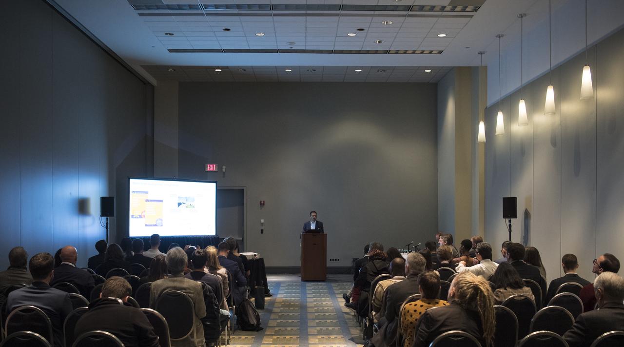 Lawrence Friedl, Director of Applied Sciences Program in NASA’s Earth Science Division, is seen during a keynote titled “50 Years of Earth Observations: The contribution to sustainable development goals and plans for the future” at the 70th International Astronautical Congress, Friday, Oct. 25, 2019, at the Walter E. Washington Convention Center in Washington. Photo Credit: (NASA/Joel Kowsky)