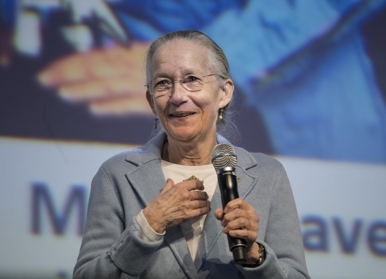 Former NASA astronaut Mary Cleave speaks during an astronaut panel discussion at the 70th International Astronautical Congress, Friday, Oct. 25, 2019, at the Walter E. Washington Convention Center in Washington. Photo credit: (NASA/Aubrey Gemignani)