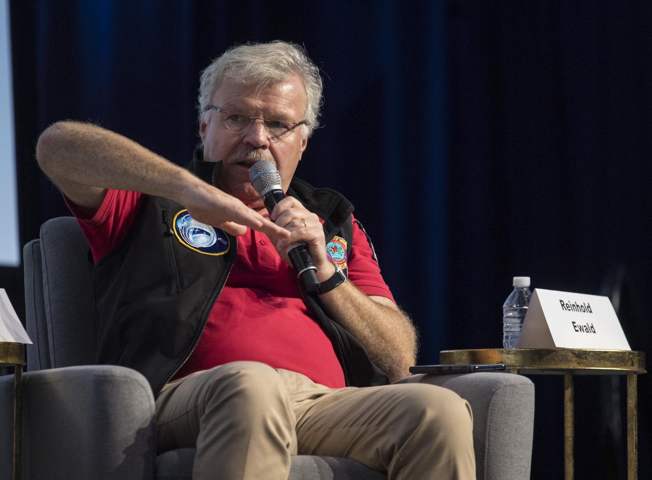 European astronaut and professor, Institute of Space Systems, Reinhold Ewald, speaks during an astronaut panel discussion at the 70th International Astronautical Congress, Friday, Oct. 25, 2019, at the Walter E. Washington Convention Center in Washington. Photo credit: (NASA/Aubrey Gemignani)