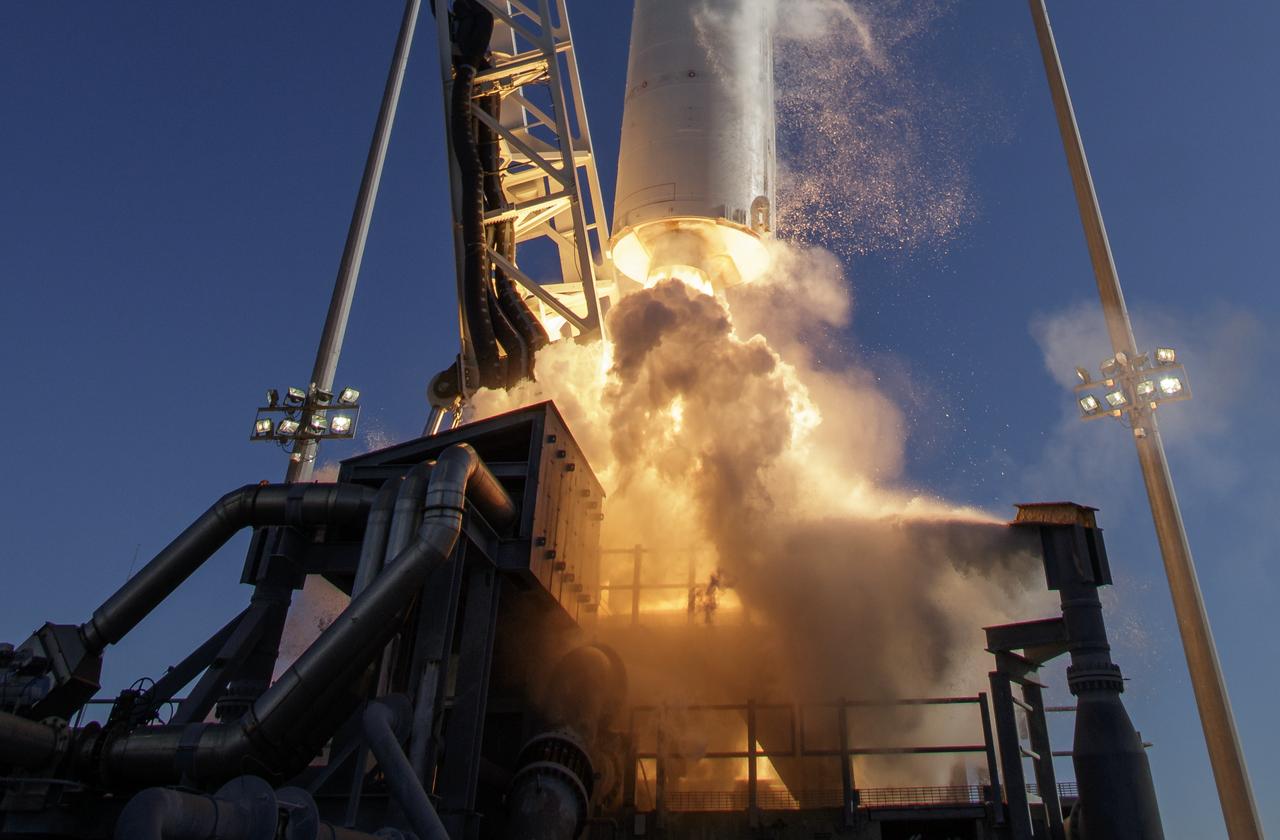 The Northrop Grumman Antares rocket, with Cygnus resupply spacecraft onboard, launches from Pad-0A of NASA's Wallops Flight Facility, Saturday, November 2, 2019, in Virginia.  Northrop Grumman’s 12th contracted cargo resupply mission with NASA to the International Space Station will deliver about 8,200 pounds of science and research, crew supplies and vehicle hardware to the orbital laboratory and its crew. Photo Credit: (NASA/Bill Ingalls)