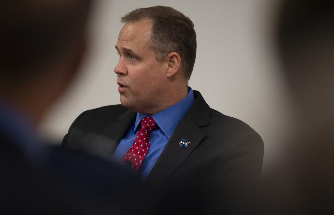 NASA Administrator Jim Bridenstine is seen during a discussion moderated by Jeff Foust, senior staff writer at SpaceNews, with NASA Associate Administrator for the Human Exploration and Operations Mission Directorate Douglas Loverro at the 3rd Annual SpaceNews Awards, Tuesday, Dec. 10, 2019, at Hogan Lovells in Washington. Photo Credit: (NASA/Joel Kowsky)