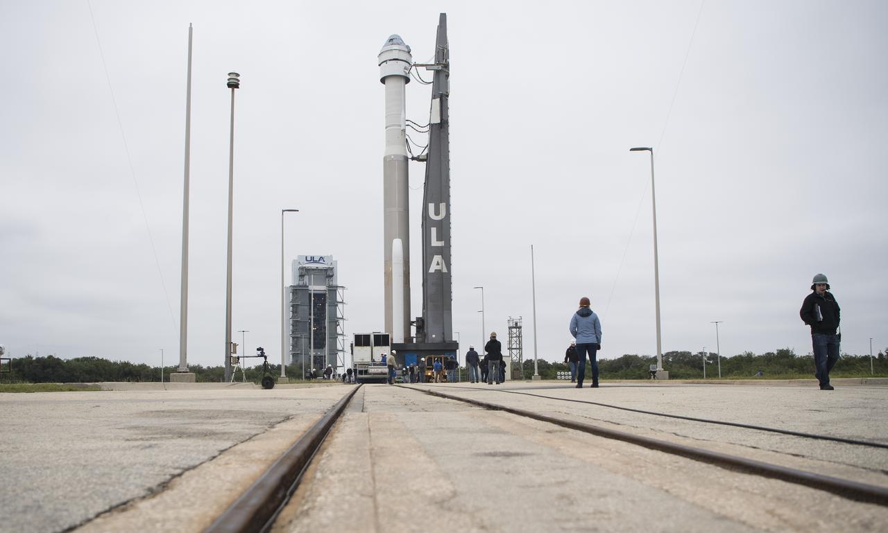 A United Launch Alliance Atlas V rocket with Boeing’s CST-100 Starliner spacecraft onboard is seen as it is rollout out of the Vertical Integration Facility to the launch pad at Space Launch Complex 41 ahead of the Orbital Flight Test mission, Wednesday, Dec. 18, 2019 at Cape Canaveral Air Force Station in Florida. The uncrewed Orbital Flight Test will be Starliner’s maiden mission to the International Space Station for NASA's Commercial Crew Program. The mission, currently targeted for a 6:26 a.m. EST launch on Dec. 20, will serve as an end-to-end test of the system's capabilities. Photo Credit: (NASA/Joel Kowsky)