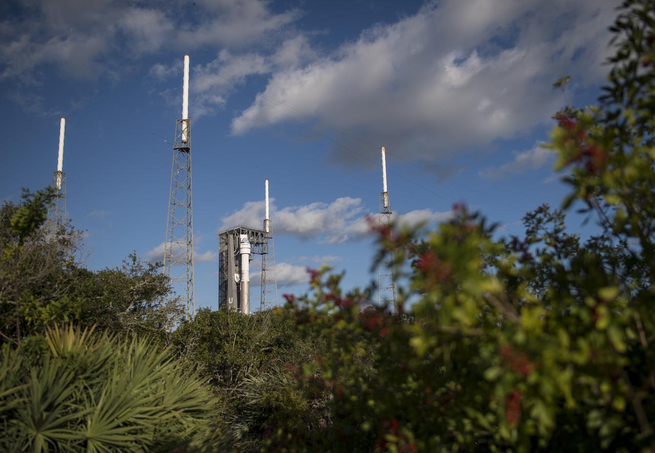 A United Launch Alliance Atlas V rocket with Boeing’s CST-100 Starliner spacecraft onboard is seen on the launch pad at Space Launch Complex 41 ahead of the Orbital Flight Test mission, Thursday, Dec. 19, 2019, at Cape Canaveral Air Force Station in Florida. The uncrewed Orbital Flight Test will be Starliner’s maiden mission to the International Space Station for NASA's Commercial Crew Program. The mission, currently targeted for a 6:26 a.m. EST launch on Dec. 20, will serve as an end-to-end test of the system's capabilities. Photo Credit: (NASA/Joel Kowsky)