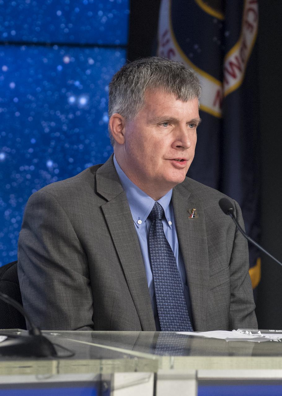 Steve Stich, Deputy Manager of NASA’s Commercial Crew Program is seen during a press conference at NASA's Kennedy Space Center following the launch of Boeing’s Starliner spacecraft onboard a United Launch Alliance Atlas V rocket, Friday, Dec. 20, 2019, at Cape Canaveral Air Force Station in Florida. After a successful launch at 6:36 a.m. EST, Boeing’s CST-100 Starliner is in an unplanned, but stable orbit. The team is assessing what test objectives can be achieved before the spacecraft’s return to land in White Sands, New Mexico. Photo Credit: (NASA/Joel Kowsky)
