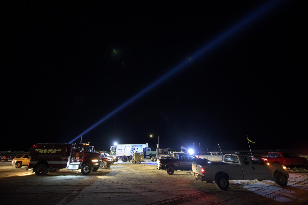 Boeing, NASA, and U.S. Army personnel prepare for the Boeing CST-100 Starliner spacecraft landing in White Sands, New Mexico, Sunday, Dec. 22, 2019. The landing will complete an abbreviated Orbital Flight Test for the company that still meets several mission objectives for NASA’s Commercial Crew program. The Starliner spacecraft launched on a United Launch Alliance Atlas V rocket at 6:36 a.m. Friday, Dec. 20 from Space Launch Complex 41 at Cape Canaveral Air Force Station in Florida. Photo Credit: (NASA/Bill Ingalls)
