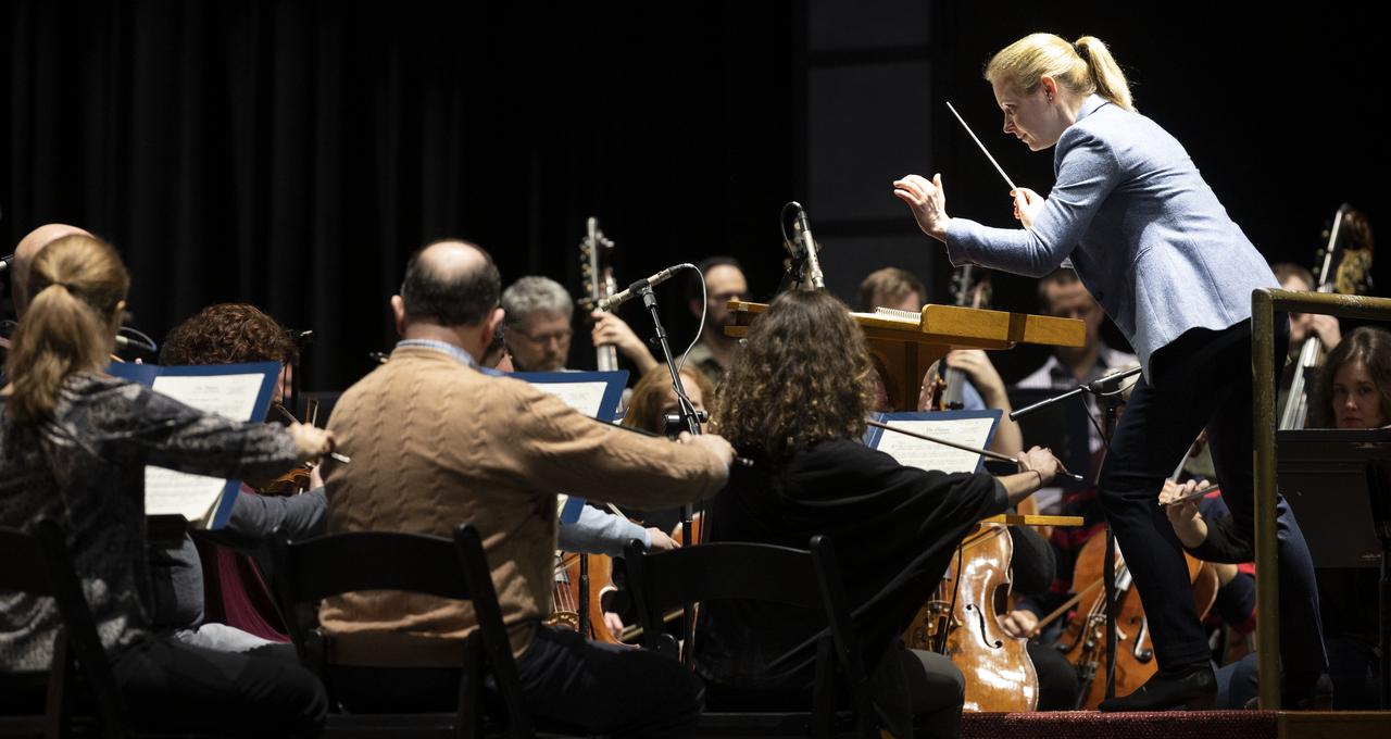 Gemma New conducts the National Symphony Orchestra as they perform Gustav Holst’s “The Planets” Wednesday, Jan. 22, 2020, at The Anthem in Washington, DC. Photo Credit: (NASA/Joel Kowsky)