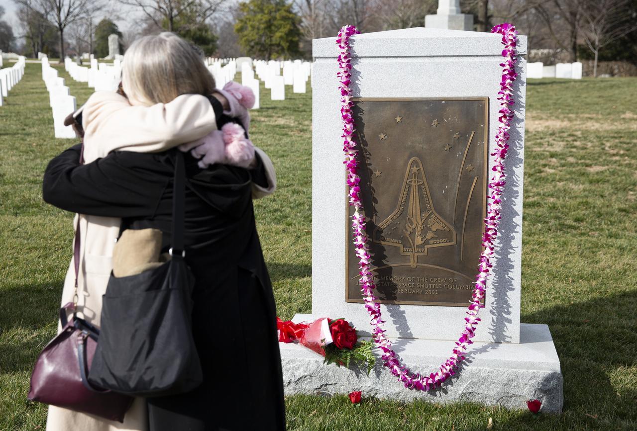 The Space Shuttle Columbia Memorial is seen after a wreath laying ceremony as part of NASA’s Day of Remembrance, Thursday, Jan. 30, 2020, at Arlington National Cemetery in Arlington, Va. The wreaths were laid in memory of those men and women who lost their lives in the quest for space exploration. Photo Credit: (NASA/Joel Kowsky)