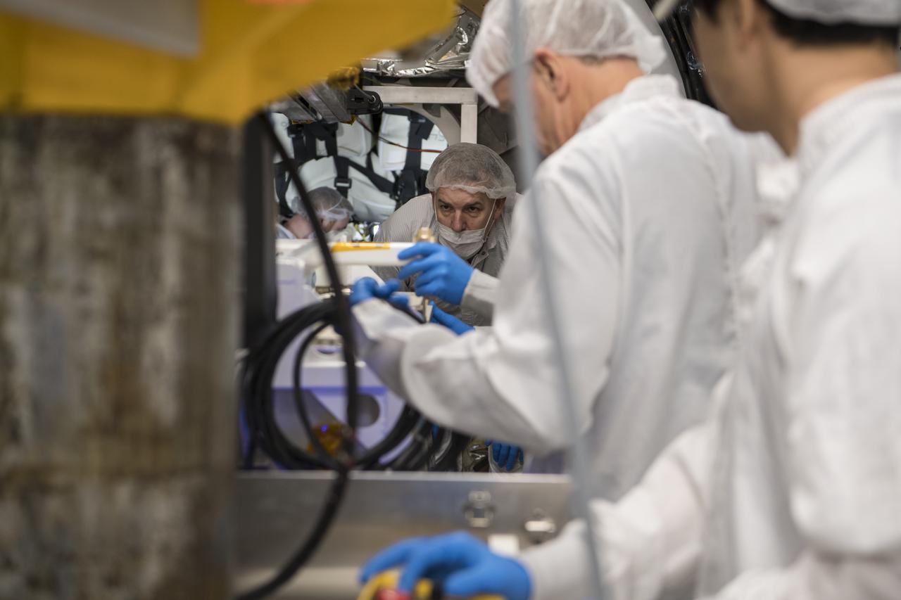 Mission engineers prepare the final cargo before loading it into the Cygnus resupply spacecraft onboard the Northrop Grumman Antares rocket, Saturday, Feb. 8, 2020 at launch Pad-0A of NASA's Wallops Flight Facility in Virginia. Northrop Grumman’s 13th contracted cargo resupply mission with NASA to the International Space Station will deliver more than 7,500 pounds of science and research, crew supplies and vehicle hardware to the orbital laboratory and its crew. Photo Credit: (NASA/Aubrey Gemignani)