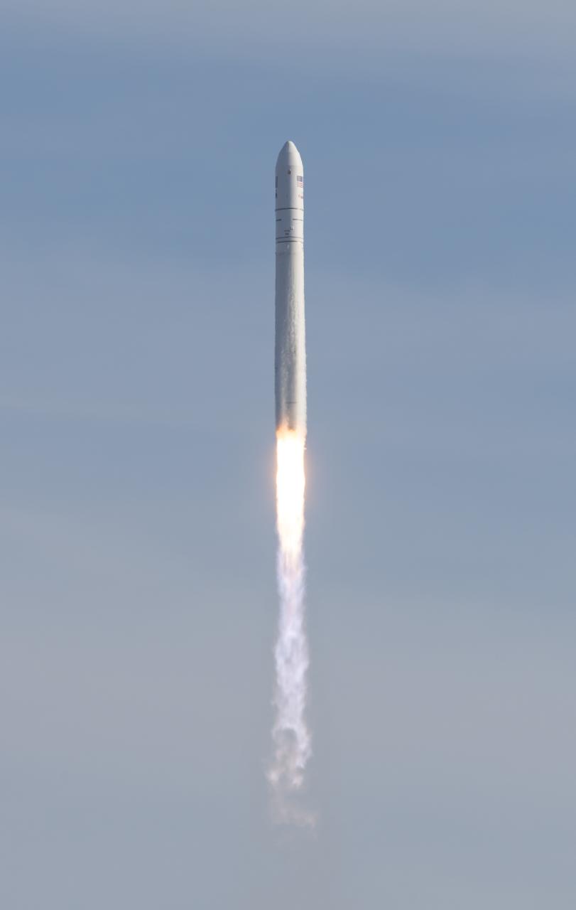 The Northrop Grumman Antares rocket, with Cygnus resupply spacecraft onboard, launches from Pad-0A, Saturday, Feb. 15, 2020 at NASA's Wallops Flight Facility in Virginia. Northrop Grumman's 13th contracted cargo resupply mission for NASA to the International Space Station will deliver more than 7,500 pounds of science and research, crew supplies and vehicle hardware to the orbital laboratory and its crew. Photo Credit: (NASA/Aubrey Gemignani)