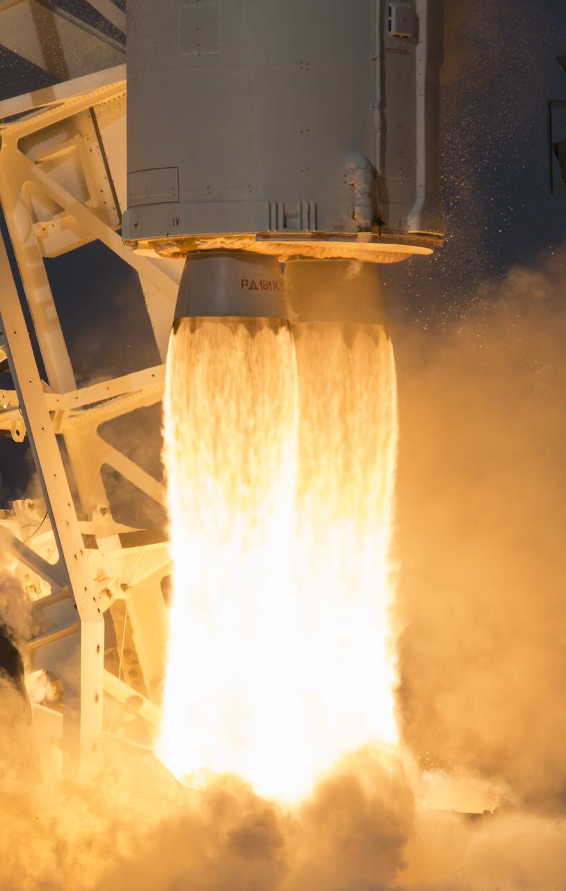 The Northrop Grumman Antares rocket, with Cygnus resupply spacecraft onboard, launches from Pad-0A, Saturday, Feb. 15, 2020 at NASA's Wallops Flight Facility in Virginia. Northrop Grumman's 13th contracted cargo resupply mission for NASA to the International Space Station will deliver more than 7,500 pounds of science and research, crew supplies and vehicle hardware to the orbital laboratory and its crew. Photo Credit: (NASA/Aubrey Gemignani)