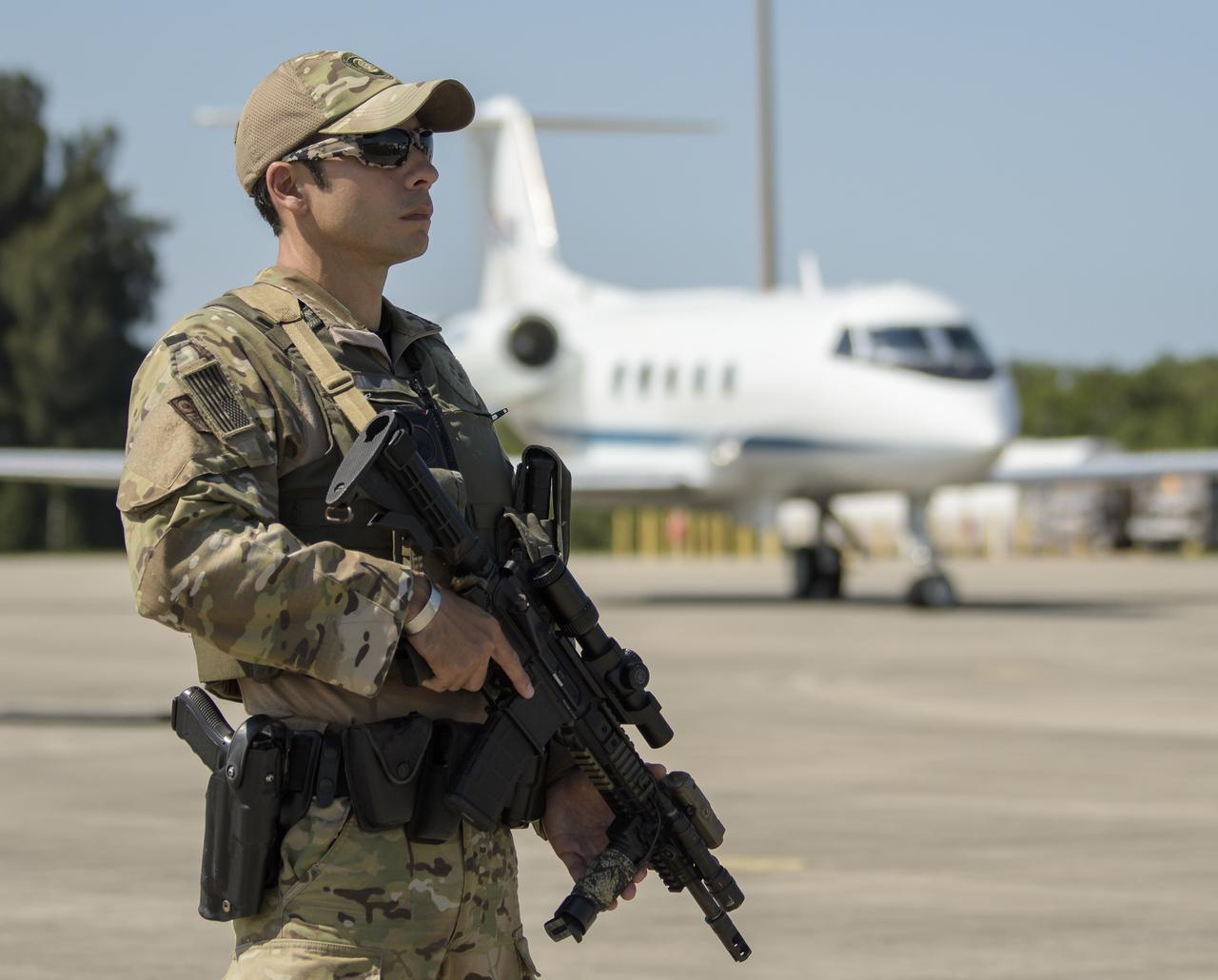 NASA astronauts Douglas Hurley and Robert Behnken arrive at the Launch and Landing Facility at NASA’s Kennedy Space Center ahead of SpaceX’s Demo-2 mission, Wednesday, May 20, 2020, in Florida. NASA’s SpaceX Demo-2 mission is the first launch with astronauts of the SpaceX Crew Dragon spacecraft and Falcon 9 rocket to the International Space Station as part of the agency’s Commercial Crew Program. The flight test will serve as an end-to-end demonstration of SpaceX’s crew transportation system. Behnken and Hurley are scheduled to launch at 4:33 p.m. EDT on Wednesday, May 27, from Launch Complex 39A at the Kennedy Space Center. A new era of human spaceflight is set to begin as American astronauts once again launch on an American rocket from American soil to low-Earth orbit for the first time since the conclusion of the Space Shuttle Program in 2011.  Photo Credit: (NASA/Bill Ingalls)