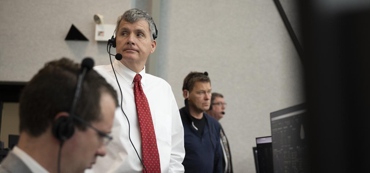 Steve Stich, deputy manager of NASA’s Commercial Crew Program monitors the countdown of the launch attempt of a SpaceX Falcon 9 rocket carrying the company's Crew Dragon spacecraft on NASA’s SpaceX Demo-2 mission with NASA astronauts Robert Behnken and Douglas Hurley onboard, Wednesday, May 27, 2020, in firing room four of the Launch Control Center at NASA’s Kennedy Space Center in Florida. NASA’s SpaceX Demo-2 mission is the first launch with astronauts of the SpaceX Crew Dragon spacecraft and Falcon 9 rocket to the International Space Station as part of the agency’s Commercial Crew Program. The test flight serves as an end-to-end demonstration of SpaceX’s crew transportation system. Today’s launch of Behnken and Hurley was scrubbed due to weather and is now scheduled for 3:22 p.m. EDT on Saturday, May 30, from Launch Complex 39A at the Kennedy Space Center. A new era of human spaceflight is set to begin as American astronauts once again launch on an American rocket from American soil to low-Earth orbit for the first time since the conclusion of the Space Shuttle Program in 2011. Photo Credit: (NASA/Joel Kowsky)