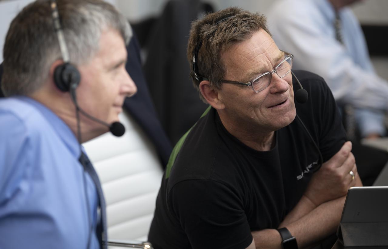 Hans Koenigsmann, vice president for build and flight reliability at SpaceX, monitors the launch of a SpaceX Falcon 9 rocket carrying the company's Crew Dragon spacecraft on the Demo-2 mission with NASA astronauts Douglas Hurley and Robert Behnken onboard, Saturday, May 30, 2020, in  firing room four of the Launch Control Center at NASA’s Kennedy Space Center in Florida. NASA’s SpaceX Demo-2 mission is the first launch with astronauts of the SpaceX Crew Dragon spacecraft and Falcon 9 rocket to the International Space Station as part of the agency’s Commercial Crew Program. The test flight serves as an end-to-end demonstration of SpaceX’s crew transportation system. Behnken and Hurley launched at 3:22 p.m. EDT on Saturday, May 30, from Launch Complex 39A at the Kennedy Space Center. A new era of human spaceflight is set to begin as American astronauts once again launch on an American rocket from American soil to low-Earth orbit for the first time since the conclusion of the Space Shuttle Program in 2011. Photo Credit: (NASA/Joel Kowsky)