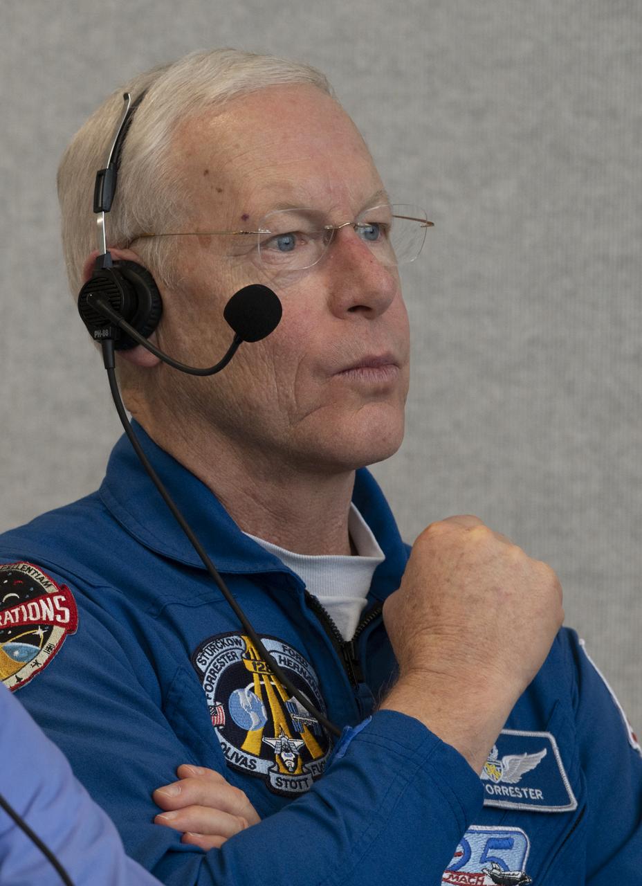 Pat Forrester, NASA’s chief of the astronaut office, monitors the launch of a SpaceX Falcon 9 rocket carrying the company's Crew Dragon spacecraft on the Demo-2 mission with NASA astronauts Douglas Hurley and Robert Behnken onboard, Saturday, May 30, 2020, in  firing room four of the Launch Control Center at NASA’s Kennedy Space Center in Florida. NASA’s SpaceX Demo-2 mission is the first launch with astronauts of the SpaceX Crew Dragon spacecraft and Falcon 9 rocket to the International Space Station as part of the agency’s Commercial Crew Program. The test flight serves as an end-to-end demonstration of SpaceX’s crew transportation system. Behnken and Hurley launched at 3:22 p.m. EDT on Saturday, May 30, from Launch Complex 39A at the Kennedy Space Center. A new era of human spaceflight is set to begin as American astronauts once again launch on an American rocket from American soil to low-Earth orbit for the first time since the conclusion of the Space Shuttle Program in 2011. Photo Credit: (NASA/Joel Kowsky)