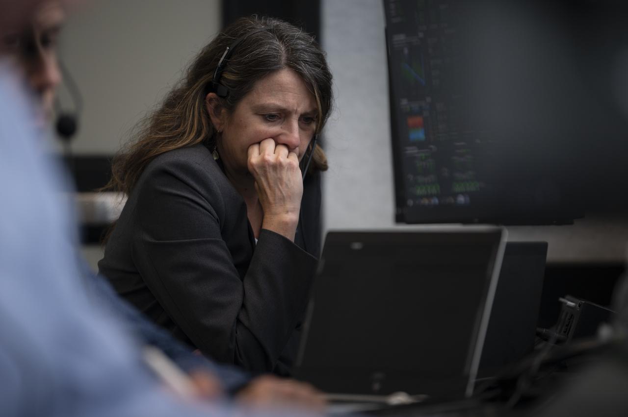 Angela Hart, Manager of the Mission Management and Integration Office of NASA’s Commercial Crew Program, monitors the countdown of the launch of a SpaceX Falcon 9 rocket carrying the company's Crew Dragon spacecraft on NASA’s SpaceX Demo-2 mission with NASA astronauts Robert Behnken and Douglas Hurley onboard, Saturday, May 30, 2020, in firing room four of the Launch Control Center at NASA’s Kennedy Space Center in Florida. NASA’s SpaceX Demo-2 mission is the first launch with astronauts of the SpaceX Crew Dragon spacecraft and Falcon 9 rocket to the International Space Station as part of the agency’s Commercial Crew Program. The test flight serves as an end-to-end demonstration of SpaceX’s crew transportation system. Behnken and Hurley launched at 3:22 p.m. EDT on Saturday, May 30, from Launch Complex 39A at the Kennedy Space Center. A new era of human spaceflight is set to begin as American astronauts once again launch on an American rocket from American soil to low-Earth orbit for the first time since the conclusion of the Space Shuttle Program in 2011. Photo Credit: (NASA/Joel Kowsky)