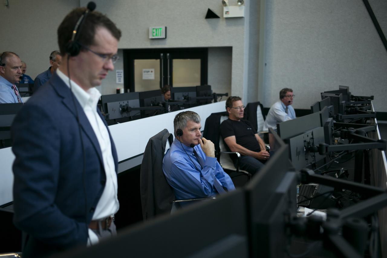 Steve Stich, deputy manager of NASA’s Commercial Crew Program, monitors the launch of a SpaceX Falcon 9 rocket carrying the company's Crew Dragon spacecraft on the Demo-2 mission with NASA astronauts Douglas Hurley and Robert Behnken onboard, Saturday, May 30, 2020, in firing room four of the Launch Control Center at NASA’s Kennedy Space Center in Florida. NASA’s SpaceX Demo-2 mission is the first launch with astronauts of the SpaceX Crew Dragon spacecraft and Falcon 9 rocket to the International Space Station as part of the agency’s Commercial Crew Program. The test flight serves as an end-to-end demonstration of SpaceX’s crew transportation system. Behnken and Hurley launched at 3:22 p.m. EDT on Saturday, May 30, from Launch Complex 39A at the Kennedy Space Center. A new era of human spaceflight is set to begin as American astronauts once again launch on an American rocket from American soil to low-Earth orbit for the first time since the conclusion of the Space Shuttle Program in 2011. Photo Credit: (NASA/Joel Kowsky)