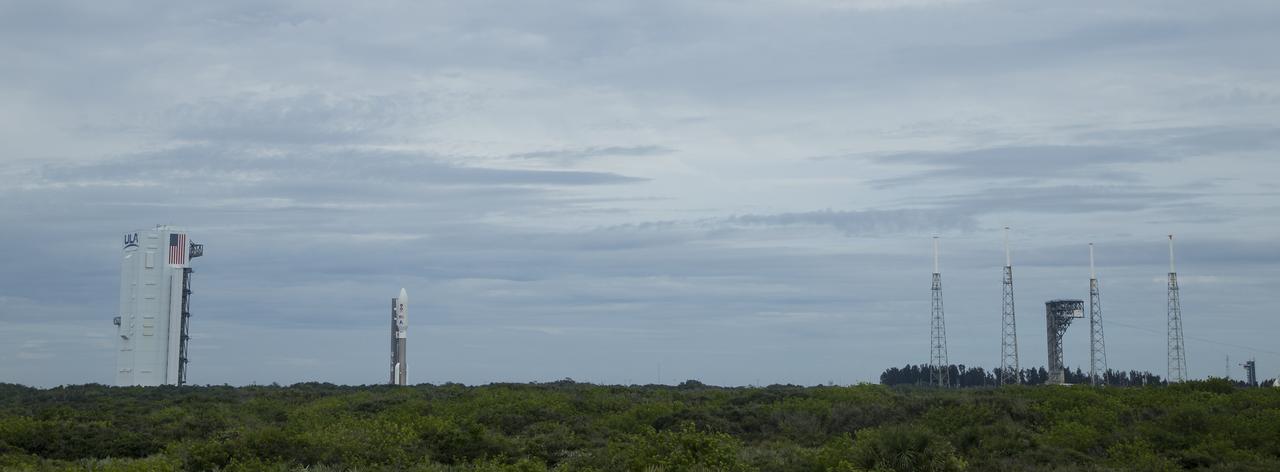 A United Launch Alliance Atlas V rocket with NASA’s Mars 2020 Perseverance rover onboard is seen as it is rolled out of the Vertical Integration Facility to the launch pad at Space Launch Complex 41, Tuesday, July 28, 2020, at Cape Canaveral Air Force Station in Florida. The Perseverance rover is part of NASA’s Mars Exploration Program, a long-term effort of robotic exploration of the Red Planet. Launch is scheduled for Thursday, July 30. Photo Credit: (NASA/Joel Kowsky)