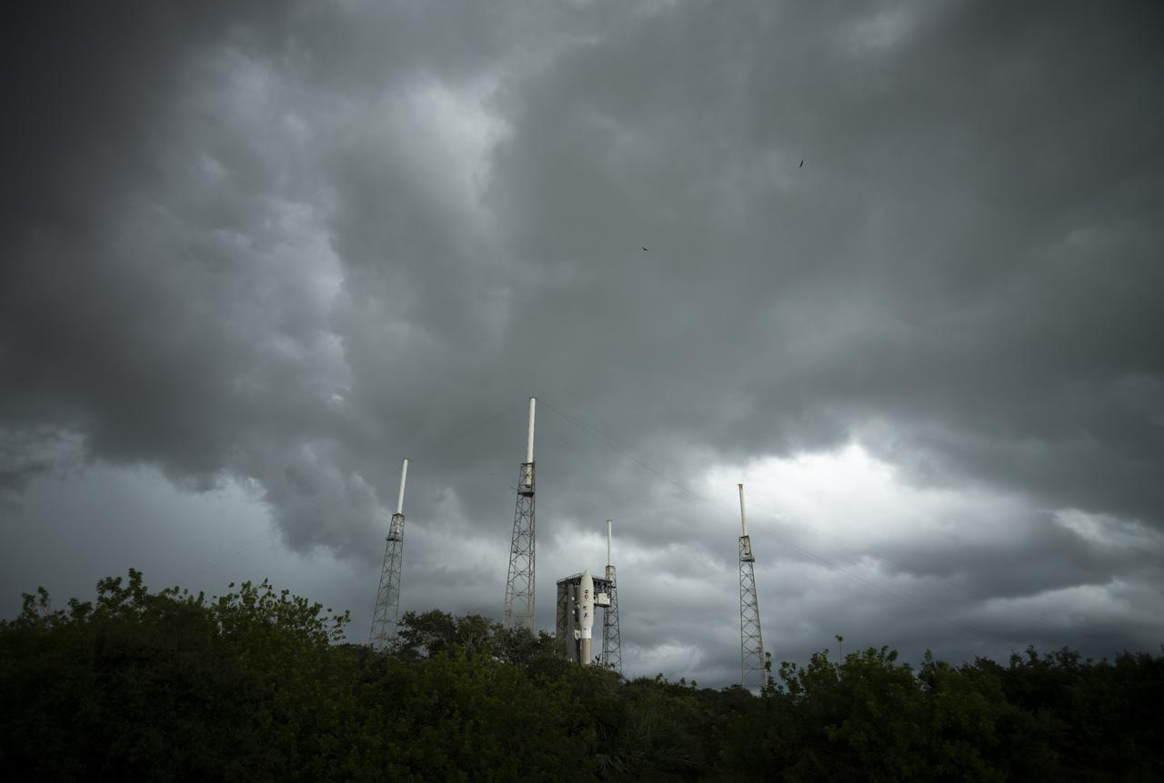 A United Launch Alliance Atlas V rocket with NASA’s Mars 2020 Perseverance rover onboard is seen on the launch pad at Space Launch Complex 41, Tuesday, July 28, 2020, at Cape Canaveral Air Force Station in Florida. The Perseverance rover is part of NASA’s Mars Exploration Program, a long-term effort of robotic exploration of the Red Planet. Launch is scheduled for Thursday, July 30.  Photo Credit: (NASA/Joel Kowsky)