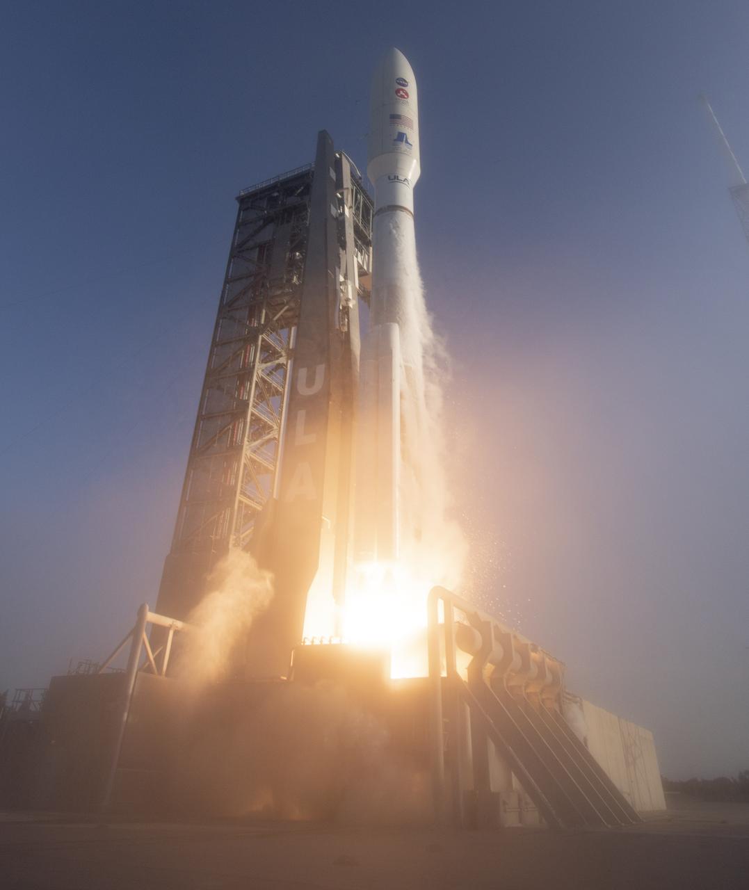 A United Launch Alliance Atlas V rocket with NASA’s Mars 2020 Perseverance rover onboard launches from Space Launch Complex 41, Thursday, July 30, 2020, at Cape Canaveral Air Force Station in Florida. The Perseverance rover is part of NASA’s Mars Exploration Program, a long-term effort of robotic exploration of the Red Planet. Photo Credit: (NASA/Joel Kowsky)
