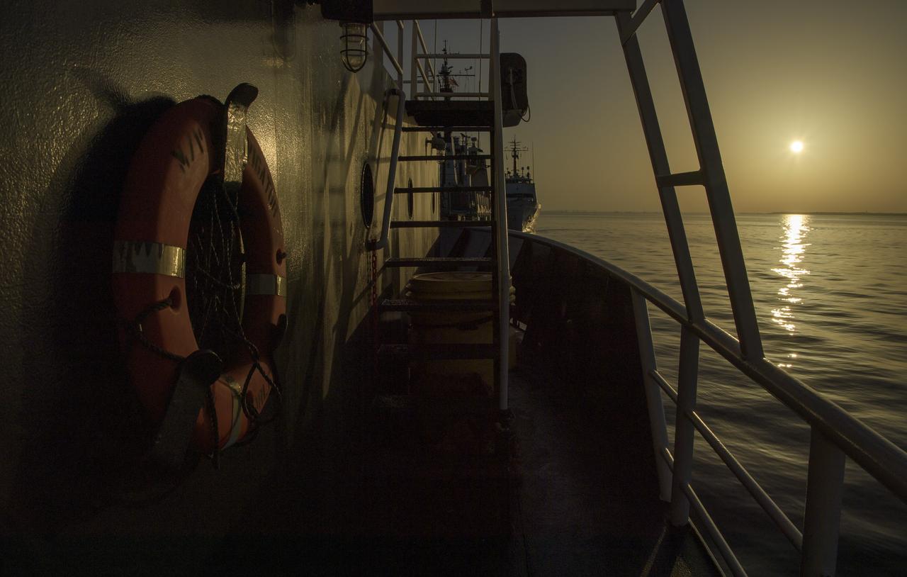 Sunrise as seen from the SpaceX GO Navigator recovery ship as NASA and SpaceX support teams prepare for the landing of the SpaceX Crew Dragon Endeavour spacecraft with NASA astronauts Robert Behnken and Douglas Hurley onboard, Sunday, Aug. 2, 2020 in the Gulf of Mexico off the cost of Pensacola, Florida. The Demo-2 test flight for NASA's Commercial Crew Program is the first to deliver astronauts to the International Space Station and return them to Earth onboard a commercially built and operated spacecraft. Behnken and Hurley are returning after spending 64 days in space. Photo Credit: (NASA/Bill Ingalls)
