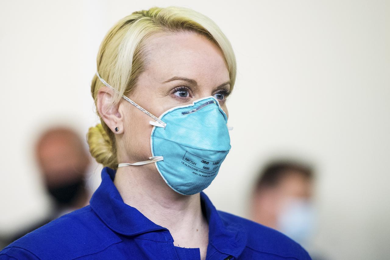 Expedition 64 crew member NASA astronaut Kate Rubins, arrives for Soyuz qualification exams Tuesday, Sept. 22, 2020 at the Gagarin Cosmonaut Training Center (GCTC) in Star City, Russia, in advance of her scheduled launch October 14 from Baikonur Cosmodrome in Kazakhstan to the International Space Station. Photo Credit: (NASA/GCTC/Andrey Shelepin)