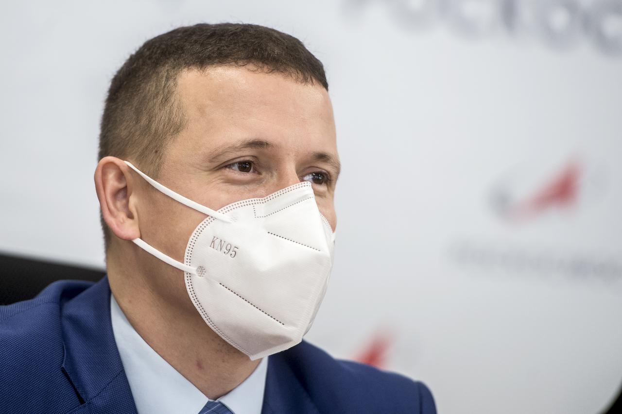 Expedition 64 prime crew member Sergey Kud-Sverchkov of Roscosmos is seen during a press conference prior to his launch from the Baikonur Cosmodrome, Thursday, Sept. 24, 2020 at the Gagarin Cosmonaut Training Center (GCTC) in Star City, Russia. Photo Credit: (NASA/GCTC/Andrey Shelepin)