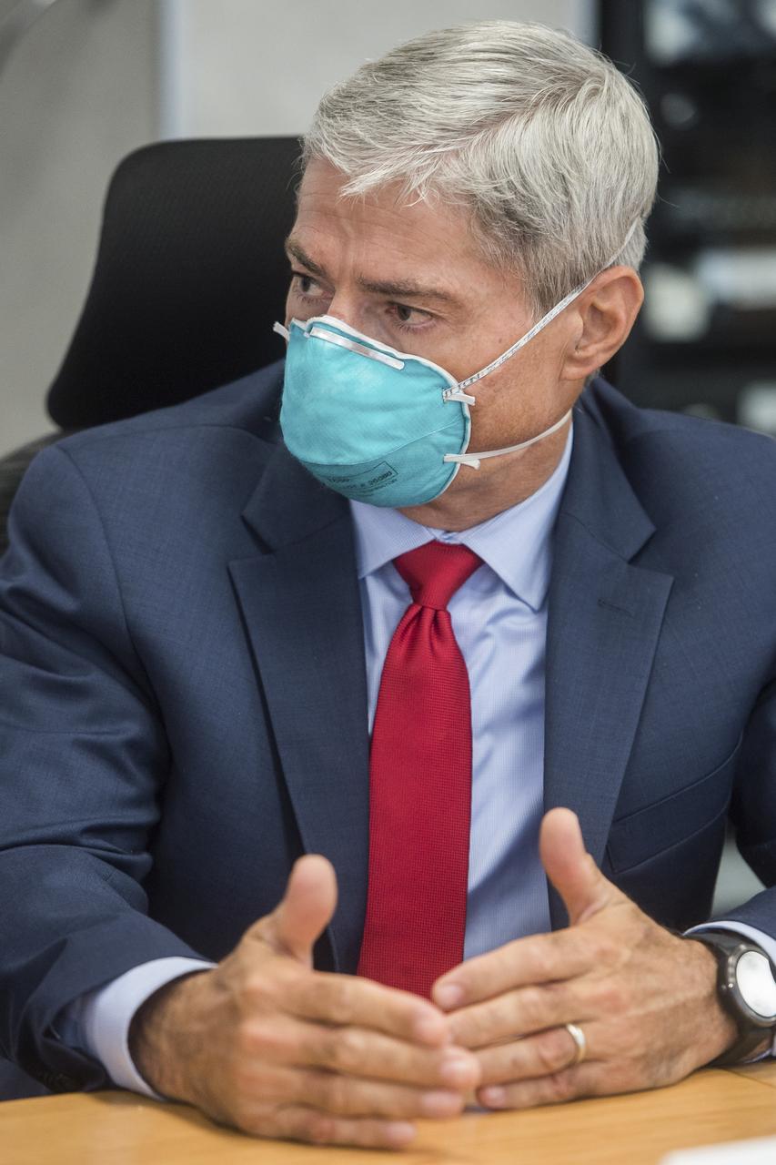 Expedition 64 backup crew member Mark Vande Hei of NASA, speaks during a press conference, Thursday, Sept. 24, 2020 at the Gagarin Cosmonaut Training Center (GCTC) in Star City, Russia. Photo Credit: (NASA/GCTC/Andrey Shelepin)