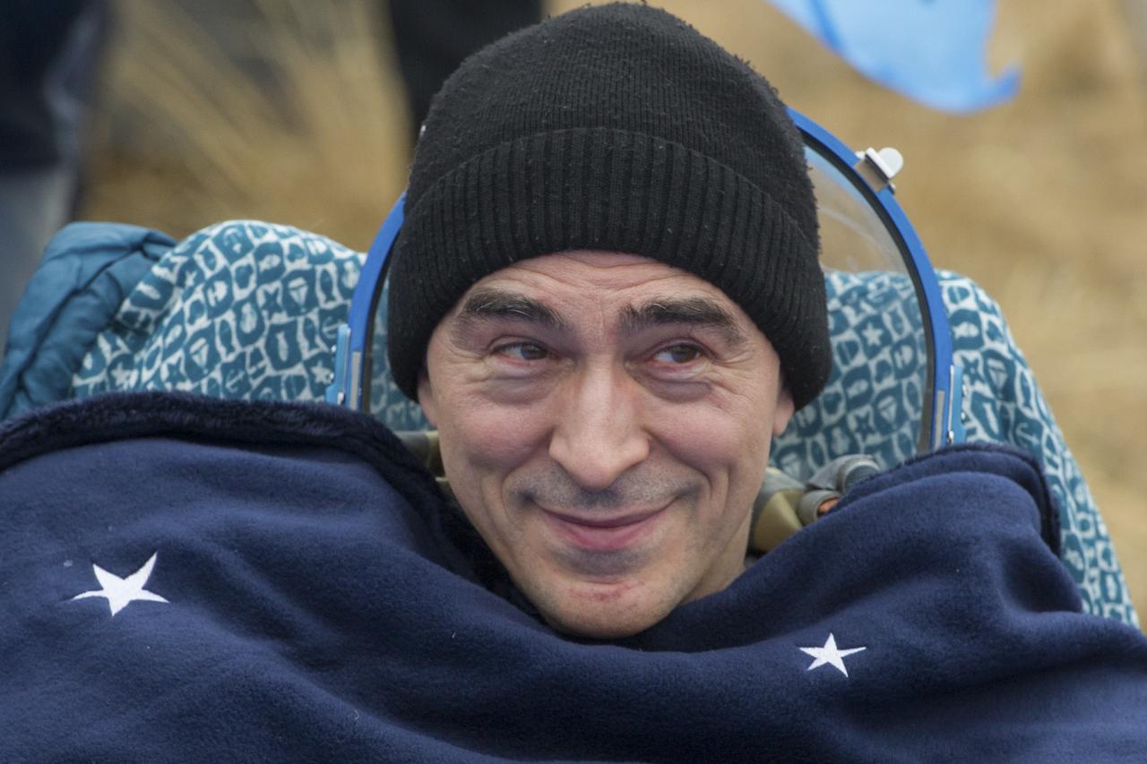 Expedition 63 Roscosmos cosmonaut Anatoly Ivanishin is seen outside the Soyuz MS-16 spacecraft after he landed with Roscosmos cosmonaut Ivan Vagner and NASA astronaut Chris Cassidy in a remote area near the town of Zhezkazgan, Kazakhstan on Thursday, October 22, 2020, Kazakh time (Oct. 21 Eastern time). Cassidy, Ivanishin and Vagner returned after 196 days in space having served as Expedition 62-63 crew members onboard the International Space Station. Photo Credit: (NASA/GCTC/Denis Derevtsov)