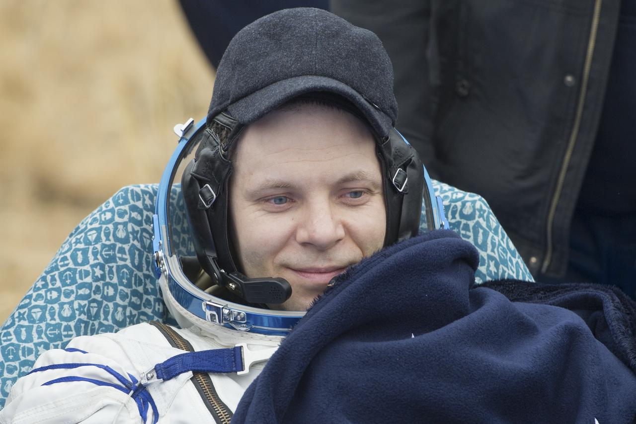 Expedition 63 Roscosmos cosmonaut Ivan Vagner is seen outside the Soyuz MS-16 spacecraft after he landed with Roscosmos cosmonaut Anatoly Ivanishin and NASA astronaut Chris Cassidy in a remote area near the town of Zhezkazgan, Kazakhstan on Thursday, October 22, 2020, Kazakh time (Oct. 21 Eastern time). Cassidy, Ivanishin and Vagner returned after 196 days in space having served as Expedition 62-63 crew members onboard the International Space Station. Photo Credit: (NASA/GCTC/Denis Derevtsov)
