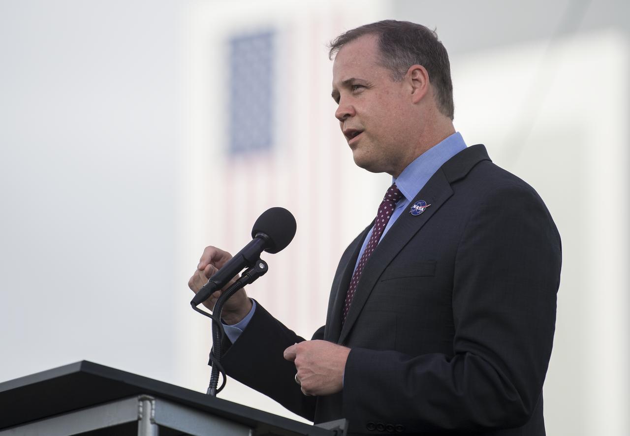 NASA Administrator Jim Bridenstine speaks to members of the media during a press conference ahead of the Crew-1 launch, Friday, Nov. 13, 2020, at NASA’s Kennedy Space Center in Florida. NASA’s SpaceX Crew-1 mission is the first crew rotation mission of the SpaceX Crew Dragon spacecraft and Falcon 9 rocket to the International Space Station as part of the agency’s Commercial Crew Program. NASA astronauts Mike Hopkins, Victor Glover, and Shannon Walker, and astronaut Soichi Noguchi of the Japan Aerospace Exploration Agency (JAXA) are scheduled to launch at 7:49 p.m. EST on Saturday, Nov. 14, from Launch Complex 39A at the Kennedy Space Center.  Photo Credit: (NASA/Joel Kowsky)