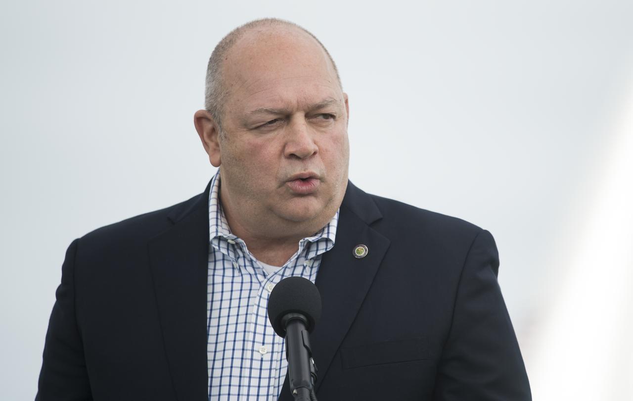 FAA Administrator Stephen Dickson speaks to members of the media during a press conference ahead of the Crew-1 launch, Friday, Nov. 13, 2020, at NASA’s Kennedy Space Center in Florida. NASA’s SpaceX Crew-1 mission is the first crew rotation mission of the SpaceX Crew Dragon spacecraft and Falcon 9 rocket to the International Space Station as part of the agency’s Commercial Crew Program. NASA astronauts Mike Hopkins, Victor Glover, and Shannon Walker, and astronaut Soichi Noguchi of the Japan Aerospace Exploration Agency (JAXA) are scheduled to launch at 7:49 p.m. EST on Saturday, Nov. 14, from Launch Complex 39A at the Kennedy Space Center.  Photo Credit: (NASA/Joel Kowsky)