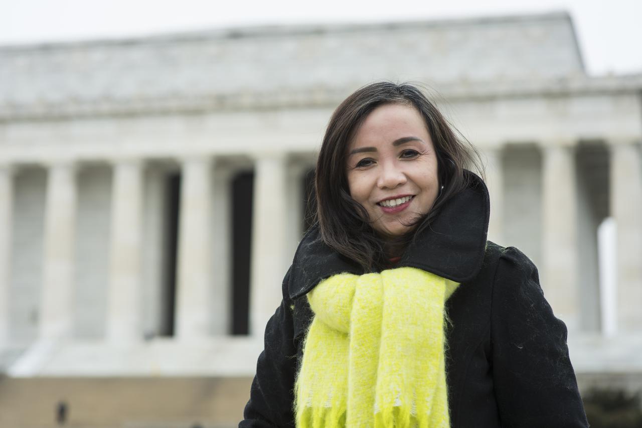 “Especially right now during the pandemic crisis, I love to occupy my mind. People say that they’re tired of being at home, but I don’t feel that. I practice yoga. I love decorating our house and working in the backyard during the summer time. If I don’t like where something is, I have to change it. That’s what I love. It’s the same thing with my work —I go outside the box to get ideas. I think about, how do I solve this? I apply the same skills to my creative passions and my current job. I create strategies for a better way of doing business for NASA. And I set the tone to keep me motivated and more productive.”  NASA Senior Program Analyst, Jenny Acebron-Carlos, poses for a portrait at the Lincoln Memorial, Friday, Feb. 12, 2021 in Washington. Photo Credit: (NASA/Aubrey Gemignani)