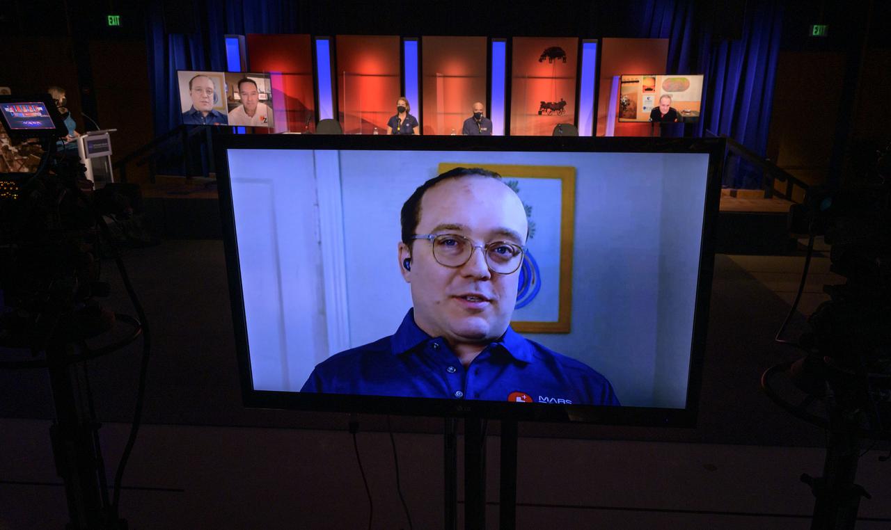 Perseverance deputy project scientist, JPL, Ken Williford, gives remarks via remote during a NASA Perseverance rover mission science overview, Tuesday, Feb. 16, 2021, at NASA's Jet Propulsion Laboratory in Pasadena, California. The Perseverance Mars rover is due to land on Mars Thursday, Feb. 18, 2021. A key objective for Perseverance’s mission on Mars is astrobiology, including the search for signs of ancient microbial life. The rover will characterize the planet’s geology and past climate, pave the way for human exploration of the Red Planet, and be the first mission to collect and cache Martian rock and regolith. Photo Credit: (NASA/Bill Ingalls)