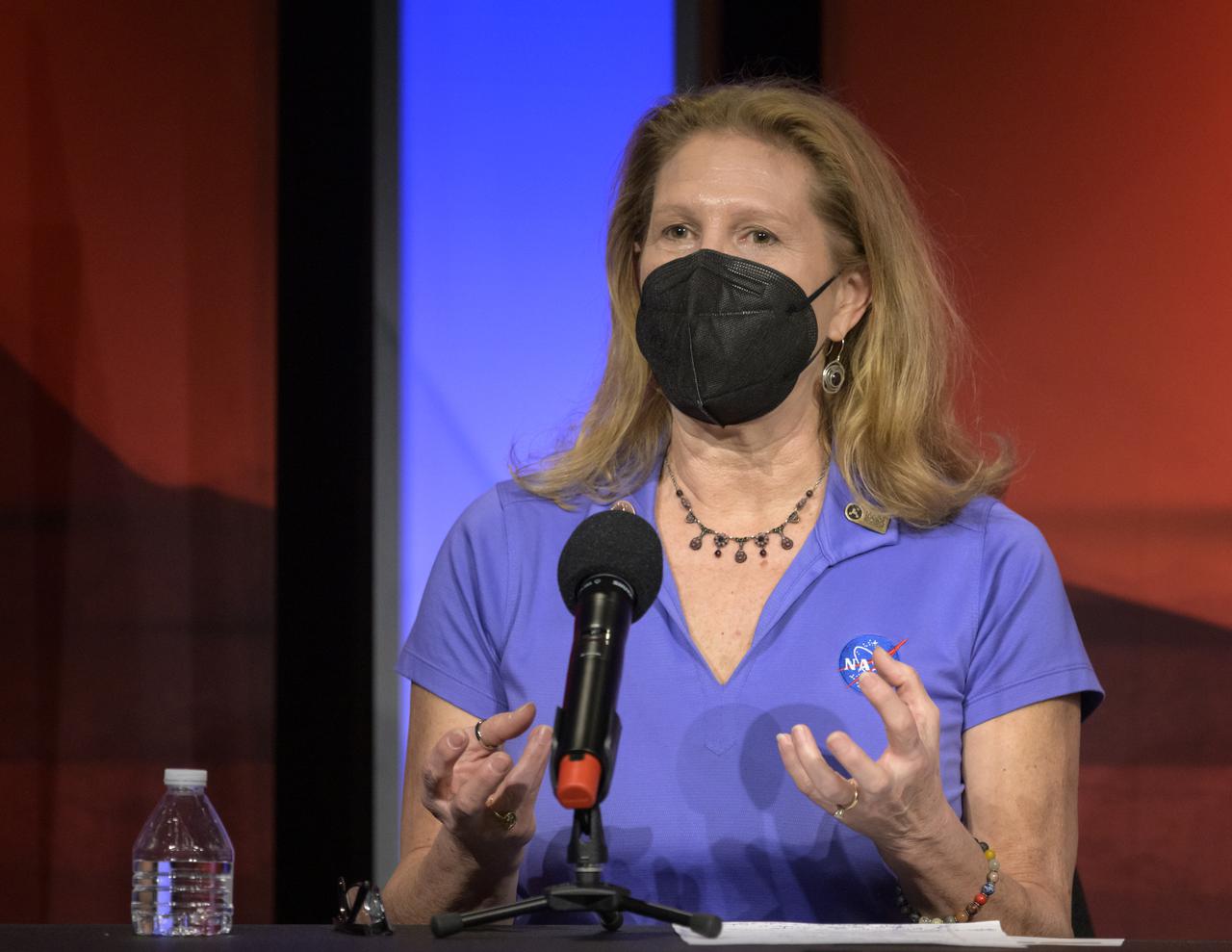 Director of NASA's Science Mission Directorate’s Planetary Science Division, Lori Glaze, gives remarks during a NASA Perseverance rover mission landing update, Wednesday, Feb. 17, 2021, at NASA's Jet Propulsion Laboratory in Pasadena, California. The Perseverance Mars rover is due to land on Mars Thursday, Feb. 18, 2021. A key objective for Perseverance’s mission on Mars is astrobiology, including the search for signs of ancient microbial life. The rover will characterize the planet’s geology and past climate, pave the way for human exploration of the Red Planet, and be the first mission to collect and cache Martian rock and regolith. Photo Credit: (NASA/Bill Ingalls)