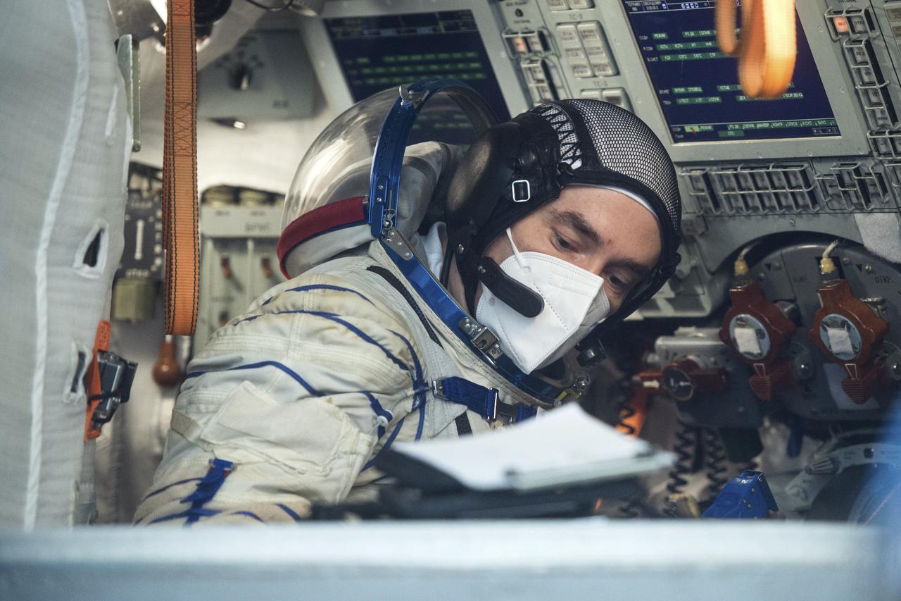 Expedition 65 crew member Pyotr Dubrov of Roscosmos, is seen during Soyuz qualification exams Saturday, March 20, 2021, at the Gagarin Cosmonaut Training Center (GCTC) in Star City, Russia, in advance of his scheduled launch April 9 from Baikonur Cosmodrome in Kazakhstan to the International Space Station. Photo Credit: (NASA/GCTC/Andrey Shelepin)