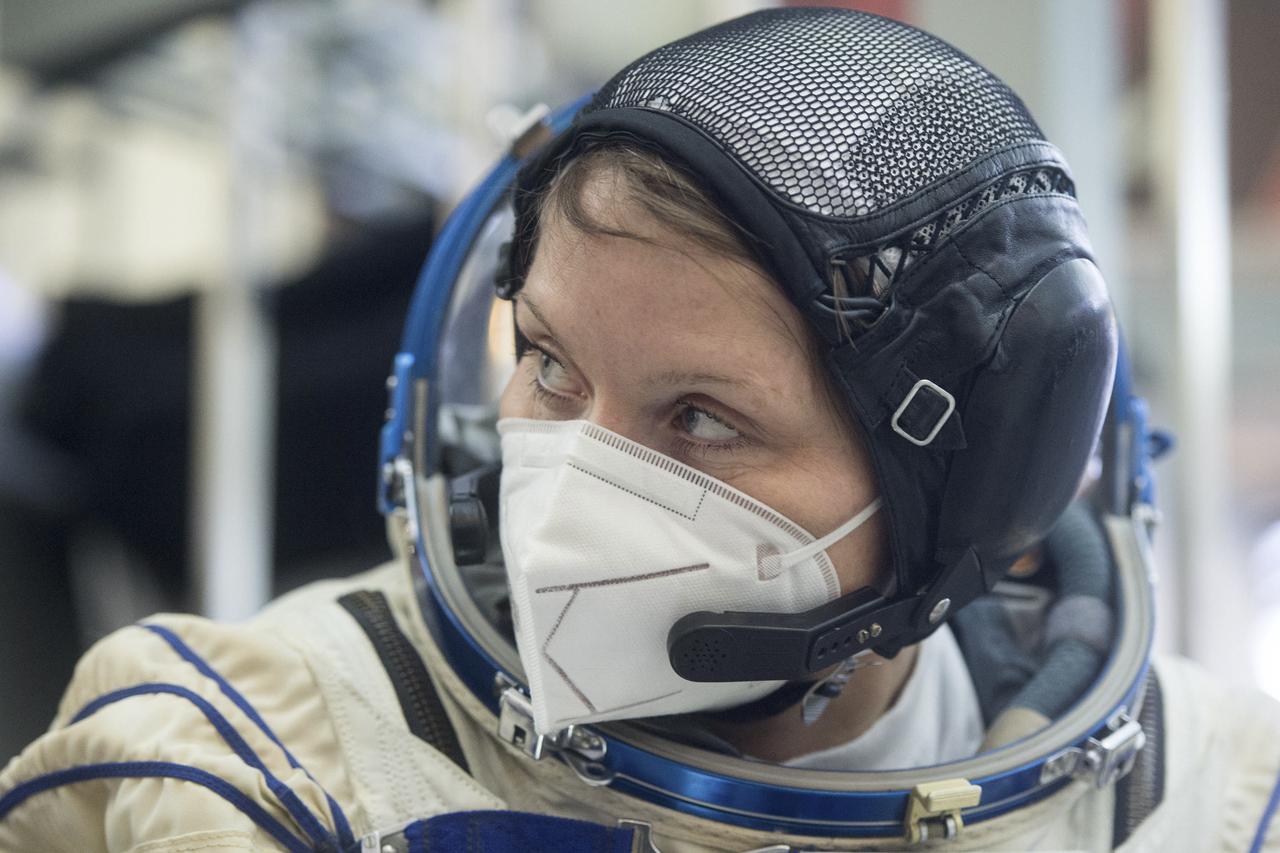 Expedition 65 backup crew member, Anne McClain of NASA, is seen during Soyuz qualification exams Monday, March 22, 2021, at the Gagarin Cosmonaut Training Center (GCTC) in Star City, Russia, in advance of the Expedition 65 launch April 9 from Baikonur Cosmodrome in Kazakhstan to the International Space Station. Photo Credit: (NASA/GCTC/Andrey Shelepin)