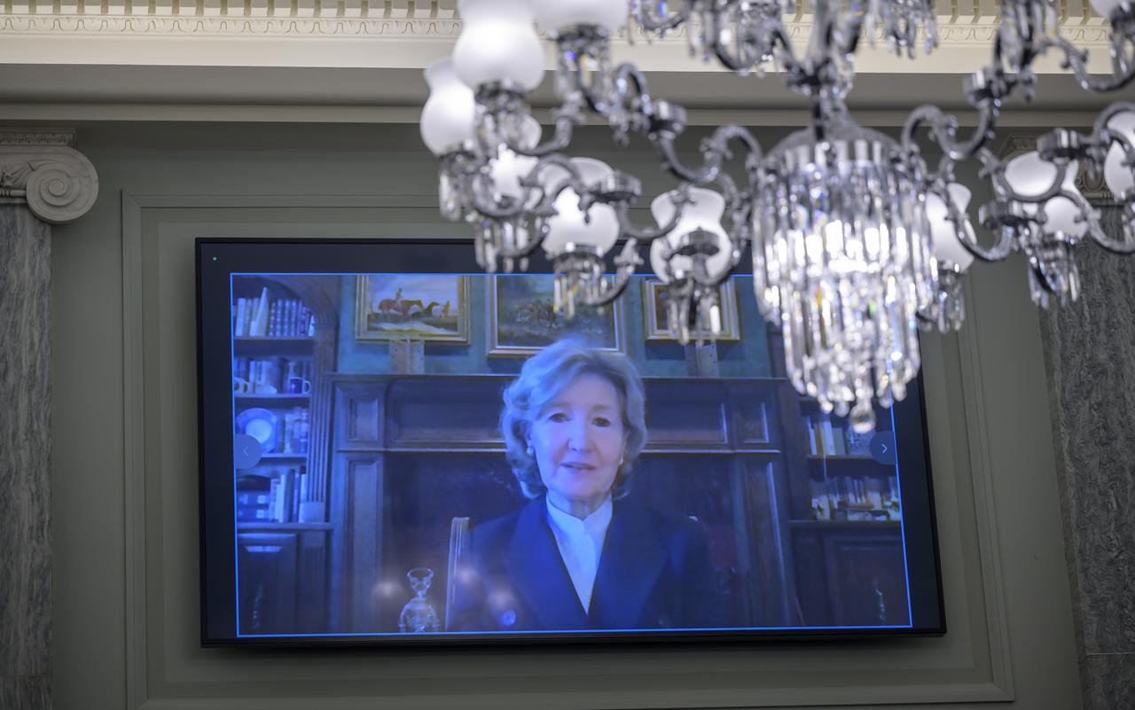 Former U.S. Senator Kay Bailey Hutchison testifies on behalf of former U.S. Senator Bill Nelson, President Biden’s nominee to be the next administrator of NASA, before the Senate Committee on Commerce, Science, and Transportation, Wednesday, April 21, 2021, Russell Senate Office Building in Washington. Photo Credit: (NASA/Bill Ingalls)