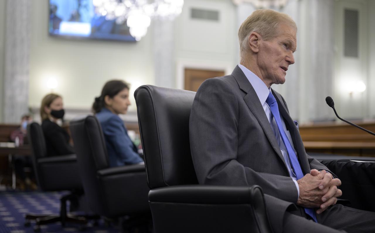 Former U.S. Senator Bill Nelson, President Biden’s nominee to be the next administrator of NASA, appears before the Senate Committee on Commerce, Science, and Transportation, Wednesday, April 21, 2021, Russell Senate Office Building in Washington. Photo Credit: (NASA/Bill Ingalls)