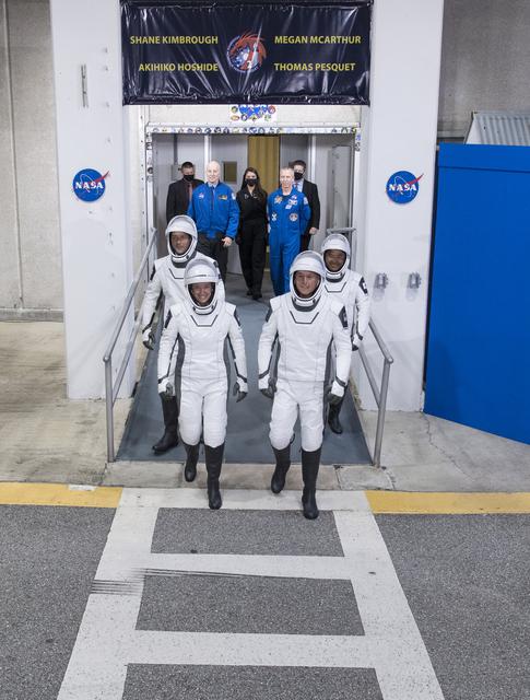 NASA image: SpaceX Crew-2 Crew Walkout