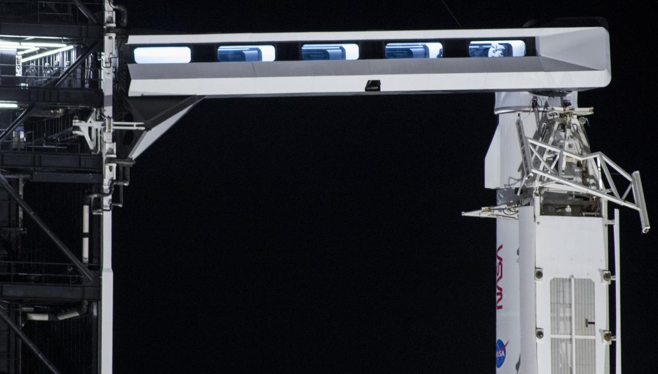ESA (European Space Agency) astronaut Thomas Pesquet and Japan Aerospace Exploration Agency (JAXA) astronaut Akihiko Hoshide are seen on the crew access arm of Launch Complex 39A before boarding SpaceX’s Crew Dragon spacecraft atop the company’s Falcon 9 rocket before the launch of NASA’s SpaceX Crew-2 mission to the International Space Station, Friday, April 23, 2021, at NASA’s Kennedy Space Center in Florida. NASA’s SpaceX Crew-2 mission is the second crew rotation mission of the SpaceX Crew Dragon spacecraft and Falcon 9 rocket to the International Space Station as part of the agency’s Commercial Crew Program. Pesquet, Hoshide, and NASA astronauts Shane Kimbrough and Megan McArthur launched at 5:49 a.m. EDT from Launch Complex 39A at the Kennedy Space Center to begin a six month mission onboard the orbital outpost. Photo Credit: (NASA/Joel Kowsky)