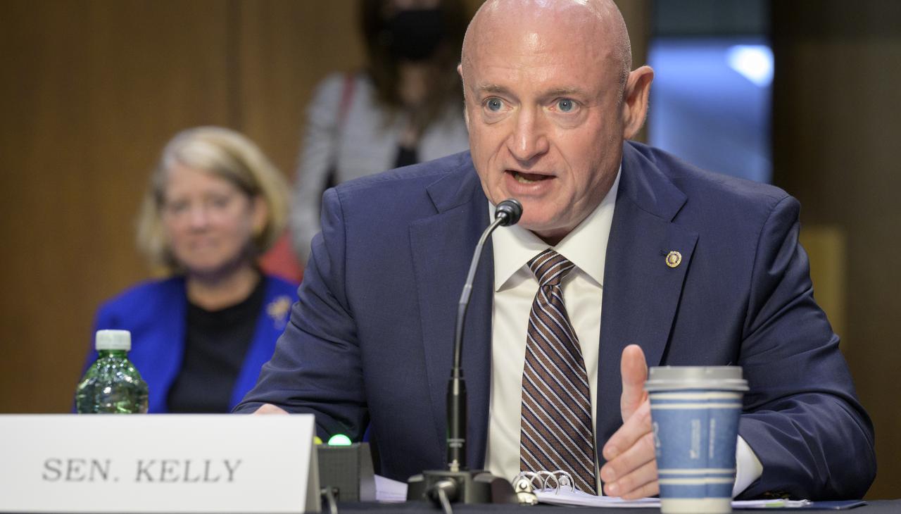 Sen. Mark Kelly, D-Ariz., introduces Pam Melroy, President Biden’s nominee to be the next deputy administrator of NASA, during a Senate Committee on Commerce, Science, and Transportation confirmation hearing, Thursday, May 20, 2021, at the Hart Senate Office Building in Washington. Both Kelly and Melroy are former NASA astronauts. Photo Credit: (NASA/Bill Ingalls)