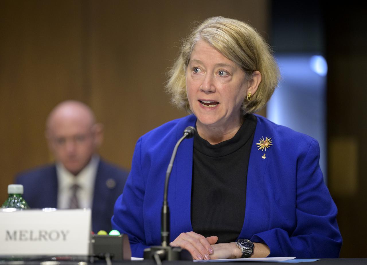 Pam Melroy, President Biden’s nominee to be the next deputy administrator of NASA, appears before the Senate Committee on Commerce, Science, and Transportation, Thursday, May 20, 2021, at the Hart Senate Office Building in Washington. Melroy is a former NASA astronaut. Photo Credit: (NASA/Bill Ingalls)