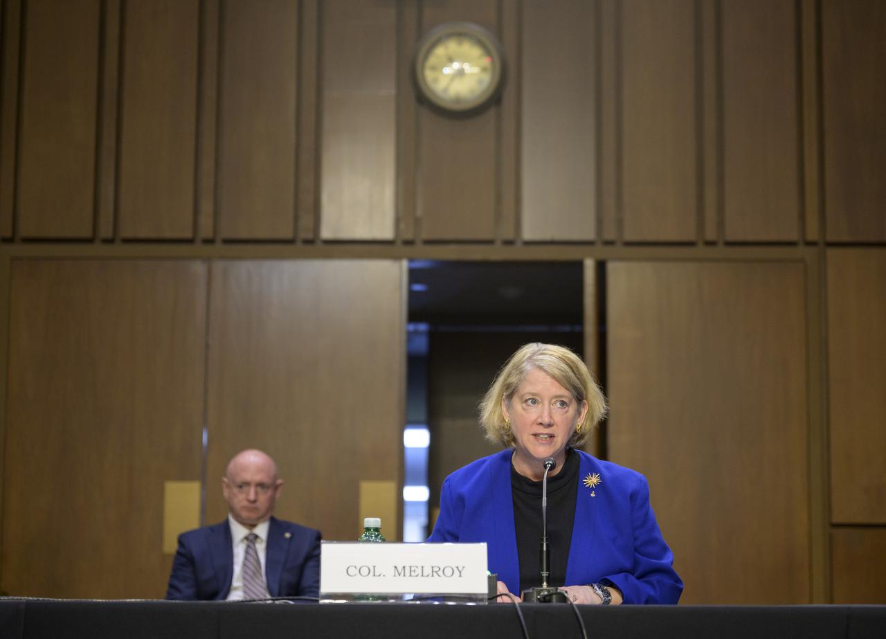 Pam Melroy, President Biden’s nominee to be the next deputy administrator of NASA, appears before the Senate Committee on Commerce, Science, and Transportation, Thursday, May 20, 2021, at the Hart Senate Office Building in Washington. Melroy is a former NASA astronaut. Photo Credit: (NASA/Bill Ingalls)
