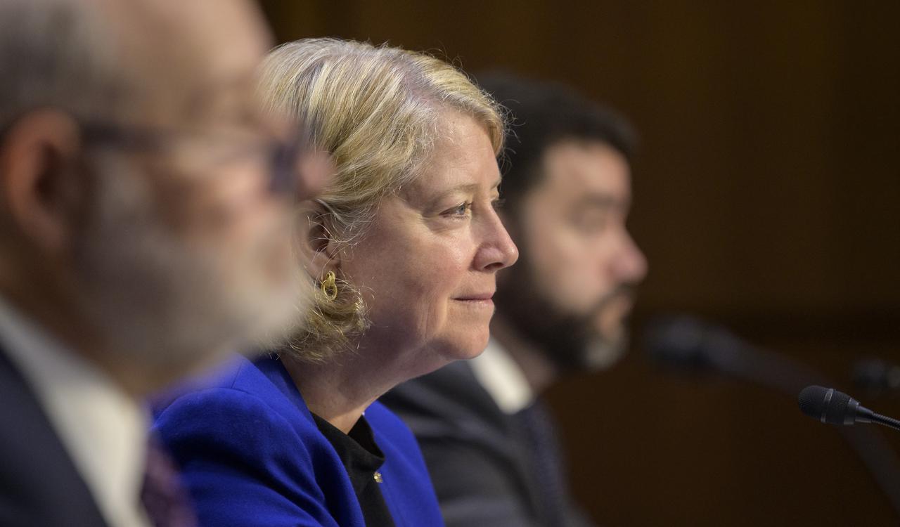 Pam Melroy, President Biden’s nominee to be the next deputy administrator of NASA, appears before the Senate Committee on Commerce, Science, and Transportation, Thursday, May 20, 2021, at the Hart Senate Office Building in Washington. Melroy is a former NASA astronaut. Photo Credit: (NASA/Bill Ingalls)