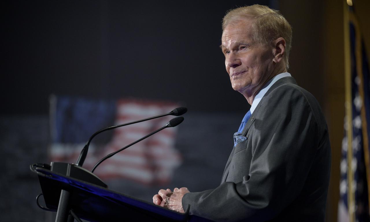 NASA Administrator Bill Nelson talks to the agency’s workforce during his first State of NASA event Wednesday, June 2, 2021, at NASA Headquarters Mary W. Jackson Building in Washington. Nelson remarked on his long history with NASA, and among other topics, discussed the agency’s plans for future Earth-focused missions to address climate change and a robotic and human return to the Moon through the Artemis program, as well as announcing two new planetary science missions to Venus – VERITAS and DAVINCI+. Photo Credit: (NASA/Bill Ingalls)
