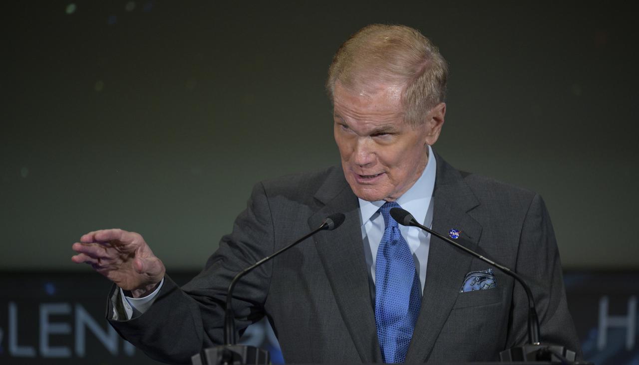 NASA Administrator Bill Nelson talks to the agency’s workforce during his first State of NASA event Wednesday, June 2, 2021, at NASA Headquarters Mary W. Jackson Building in Washington. Nelson remarked on his long history with NASA, and among other topics, discussed the agency’s plans for future Earth-focused missions to address climate change and a robotic and human return to the Moon through the Artemis program, as well as announcing two new planetary science missions to Venus – VERITAS and DAVINCI+. Photo Credit: (NASA/Bill Ingalls)