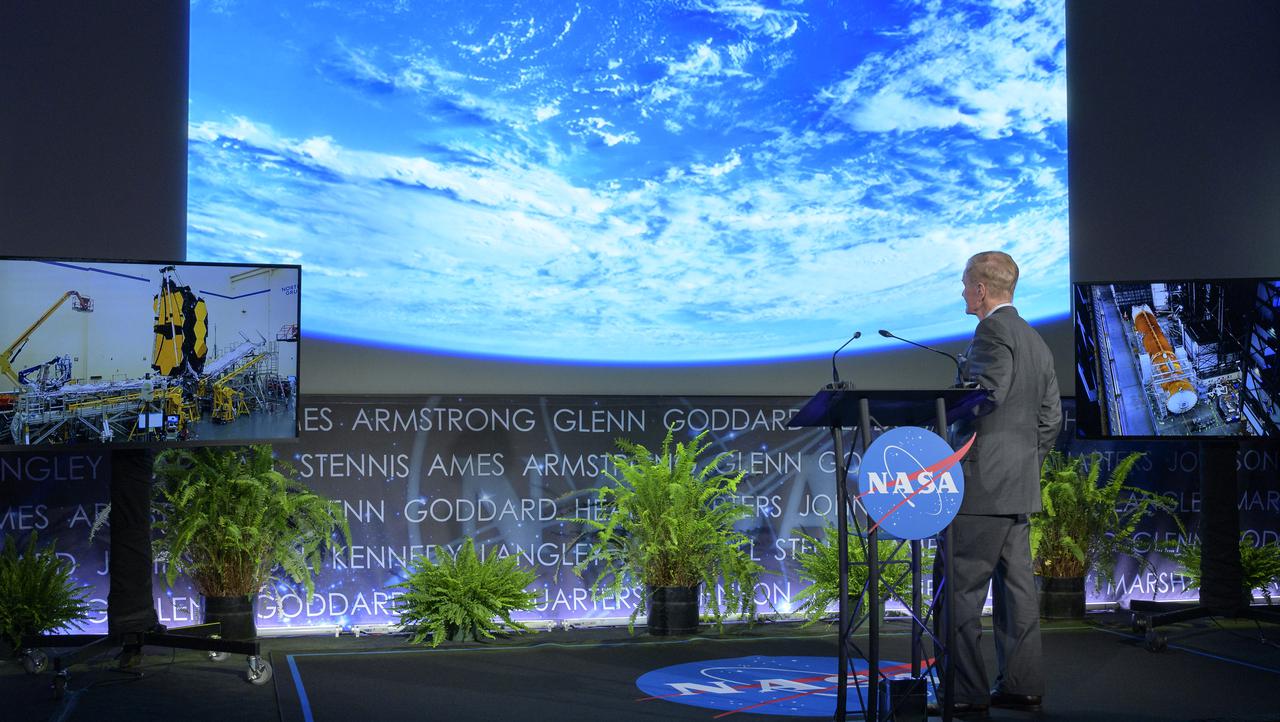 NASA Administrator Bill Nelson talks to the agency’s workforce during his first State of NASA event Wednesday, June 2, 2021, at NASA Headquarters Mary W. Jackson Building in Washington. Nelson remarked on his long history with NASA, and among other topics, discussed the agency’s plans for future Earth-focused missions to address climate change and a robotic and human return to the Moon through the Artemis program, as well as announcing two new planetary science missions to Venus – VERITAS and DAVINCI+. Photo Credit: (NASA/Bill Ingalls)